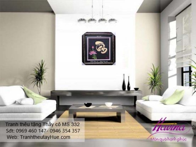 Tranh thêu tặng thầy cô treo phòng khách