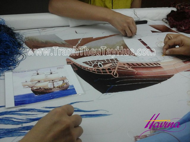 Qúa trình thêu tranh thêu thuận buồm xuôi gió ms 2339 Qúa trình thêu tranh thêu thuận buồm xuôi gió ms 2339