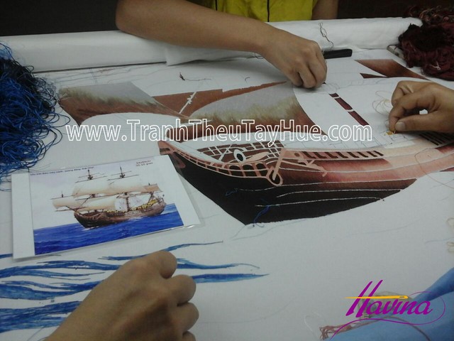 Qúa trình thêu tranh thêu thuận buồm xuôi gió ms 2339 Qúa trình thêu tranh thêu thuận buồm xuôi gió ms 2339