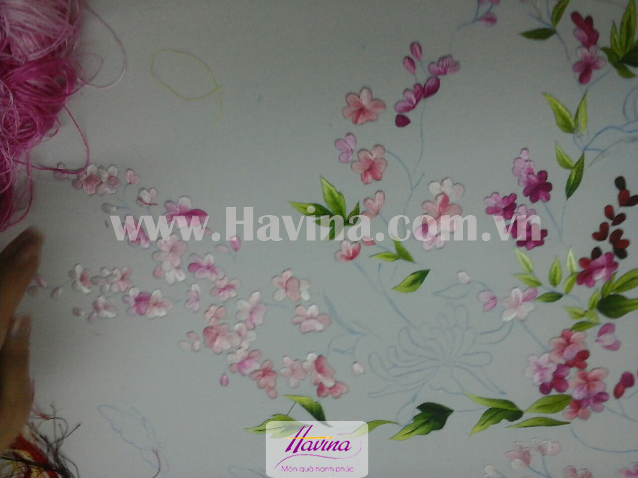 Quá trình thêu tranh thêu hoa cúc