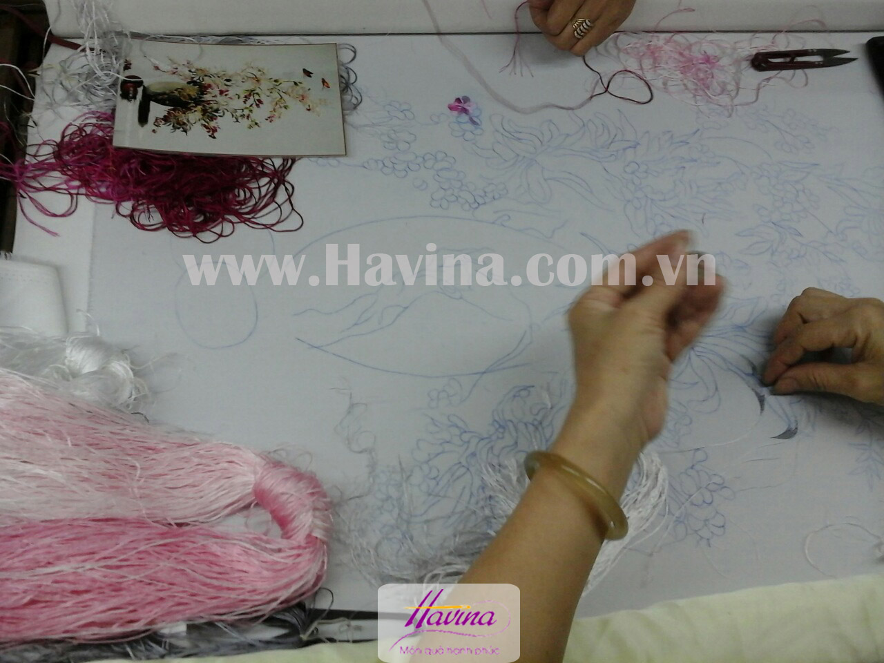 tranh thêu hoa cúc