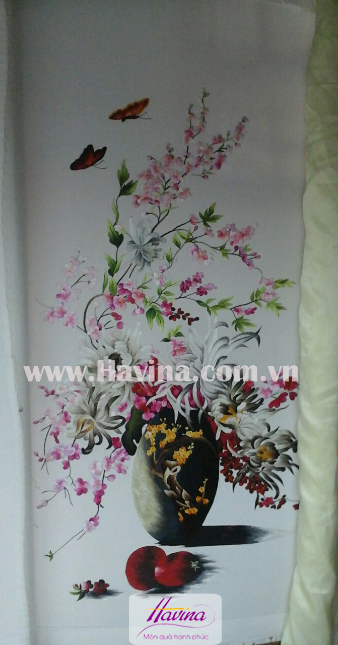 Quá trình thêu tranh thêu hoa cúc