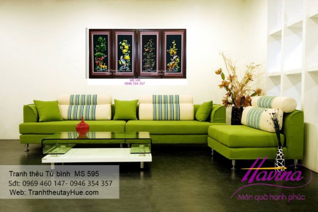 Tranh thêu tứ bình treo phòng khách