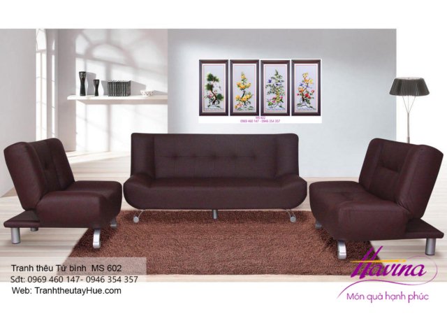 Tranh thêu tứ bình treo phòng khách