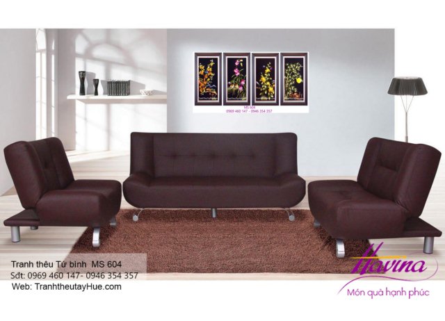 Tranh thêu tứ bình treo phòng khách