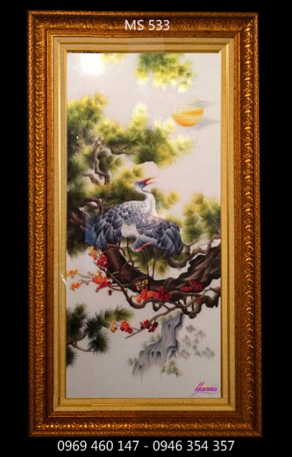 Tranh thêu tùng hạc diên niên quà mừng thọ ông bà Tranh thêu tùng hạc diên niên quà mừng thọ ông bà