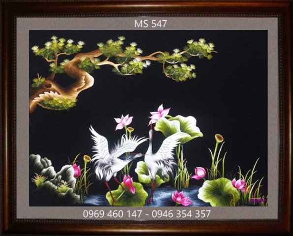 Tranh thêu tùng hạc tặng tân gia Tranh thêu tùng hạc tặng tân gia