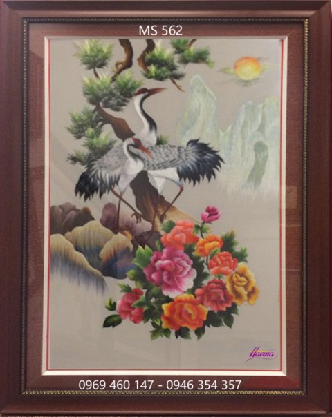 tranh thêu tùng hạc mẫu đơn tranh thêu tùng hạc mẫu đơn
