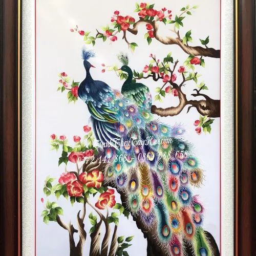 TRANH THÊU CHIM CÔNG MS 10006