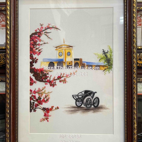 Tranh thêu Chợ Bến Thành ms 11046