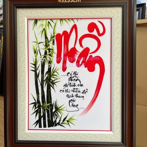 Tranh thêu chữ nhẫn ms 8673