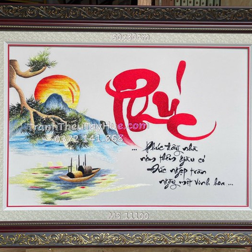  Tranh thêu chữ Phúc ms 10984