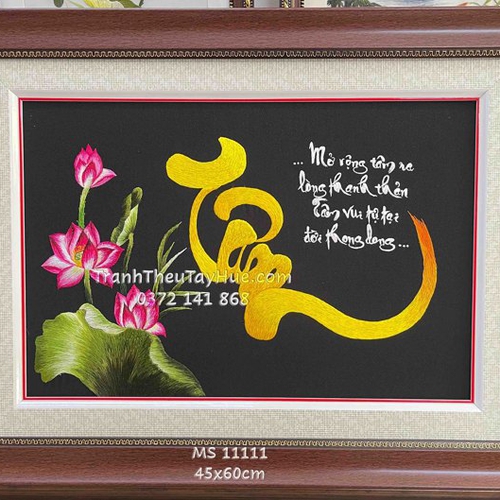 Tranh thêu chữ tâm ms 11111