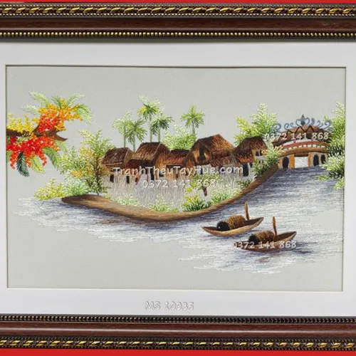 Tranh Thêu Làng Quê Ngày Tết – Gợi Nhớ Không Khí Xuân Quê Nhà