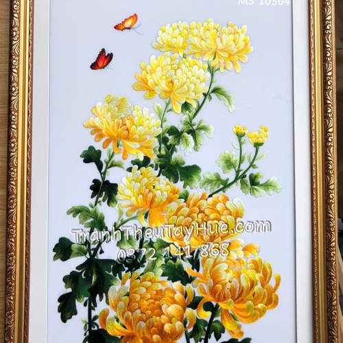 Tranh thêu hoa cúc MS 10304
