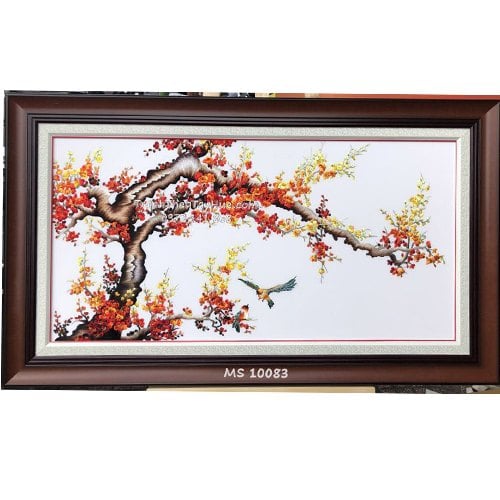 TRANH THÊU HOA ĐÀO MS 10083
