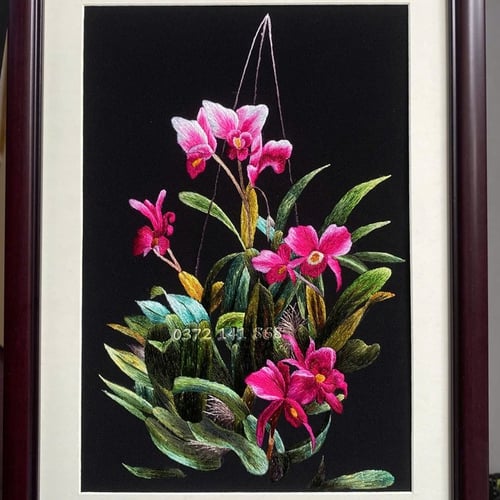 Tranh thêu hoa lan ms 8650
