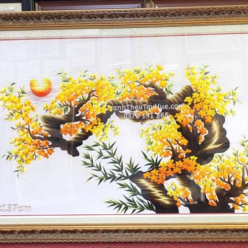 Tranh Thêu Hoa Mai Vàng