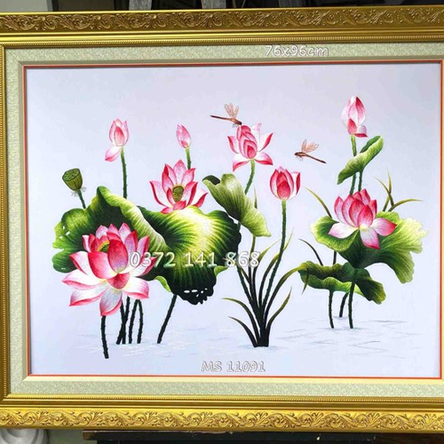 Tranh thêu hoa sen ms 11103