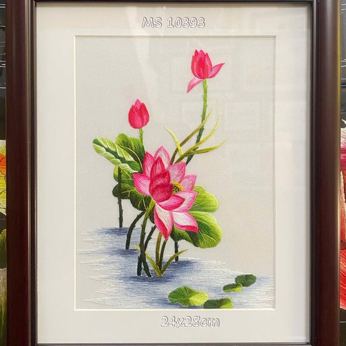 Tranh thêu hoa sen ms 11103