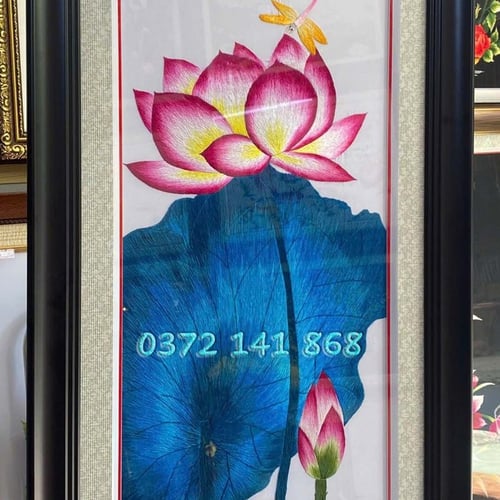 Tranh thêu hoa sen ms 11103