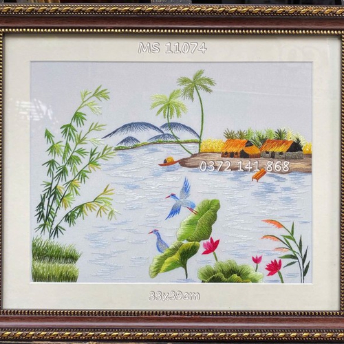 Tranh thêu làng quê ms 10121