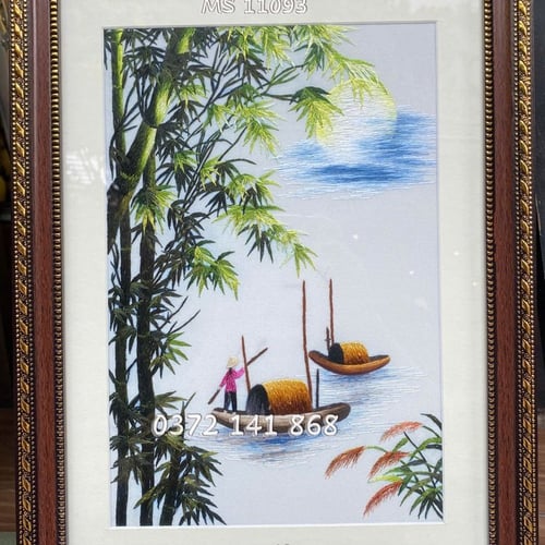 Tranh thêu làng quê ms 10121