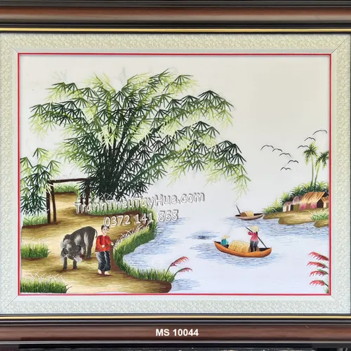 Tranh thêu phong cảnh làng quê MS 10044