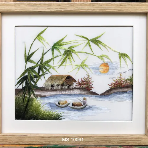 Tranh thêu phong cảnh làng quê MS 10061