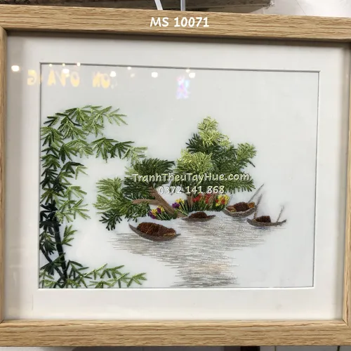 Tranh thêu phong cảnh làng quê MS 10071
