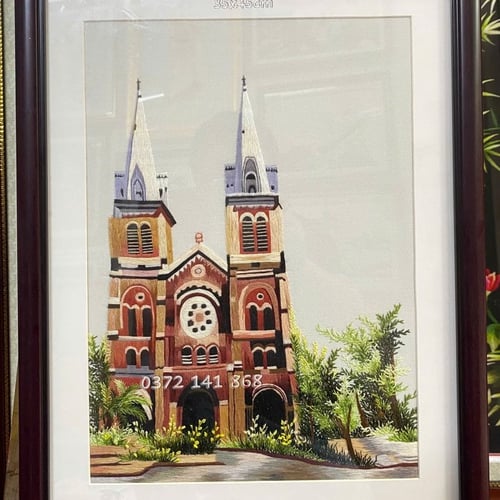 Tranh thêu nhà thờ Đức Bà 
