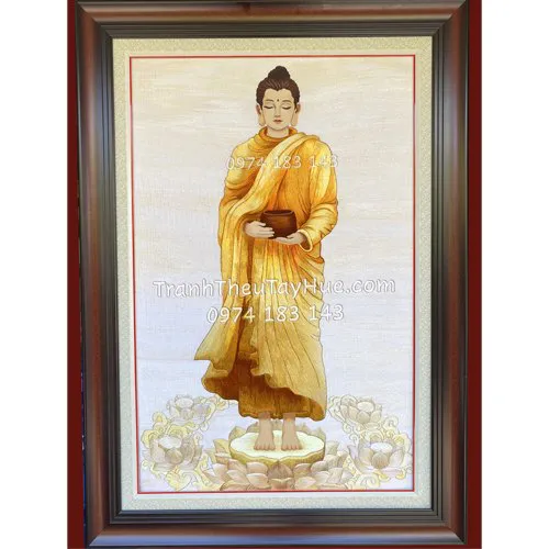 Tranh thêu chân dung Phật Thích Ca theo yêu cầu chị Hà ở Đà Nẵng