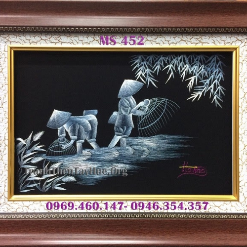 Tranh thêu phong cảnh làng quê MS 452