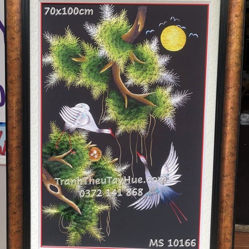 Tranh thêu tùng hạc diên niên ms 10166