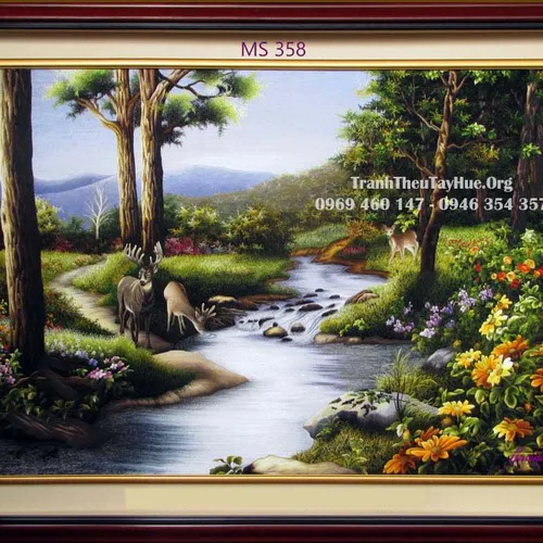 Chị Oanh đặt mua bức tranh thêu phong cảnh ms 358 kích thước 65x115cm