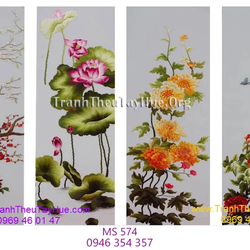 Chiêm ngưỡng một số mẫu tranh thêu tứ bình của tranh thêu tay Huế