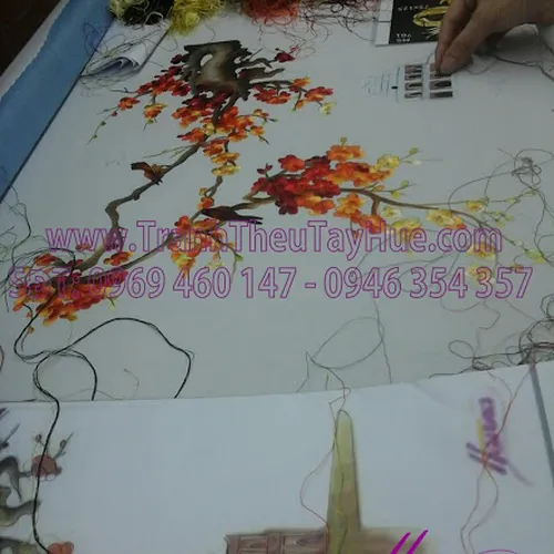 Công Ty BDT (Hà Nội) Đặt Thêu 7 Bức Tranh Thêu Hoa Đào
