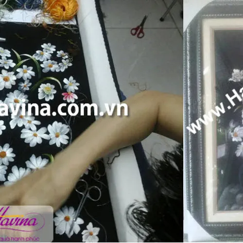 Thực Hiện Tác Phẩm Tranh Thêu Hoa Cúc Theo Yêu Cầu Của Chị Tâm Bác Sĩ Bệnh Viện Quảng Trị