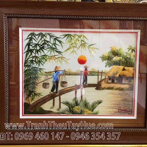 Hoàn Thiện Tranh Thêu Phong Cảnh Làng Quê Cho Chị Ly