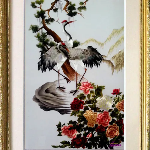 Hoàn Thiện Tranh Thêu Tùng Hạc Mẫu Đơn MS 565 Theo yêu Cầu Chị Uyên