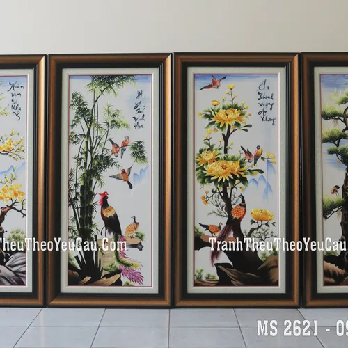 Rạng rỡ ngày Xuân với Tranh thêu tứ quý