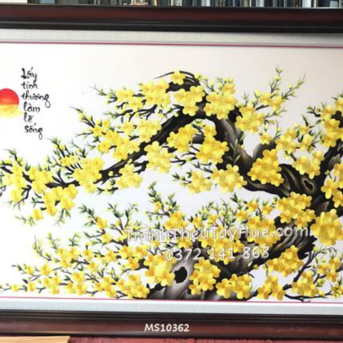 Tăng Cường Vượng Khí Với Tranh Thêu Hoa Mai Vàng Treo Tường
