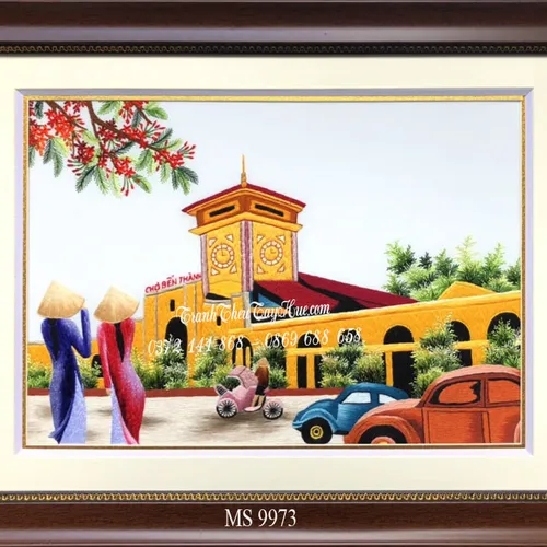Tranh chợ Bến Thành MS 9973
