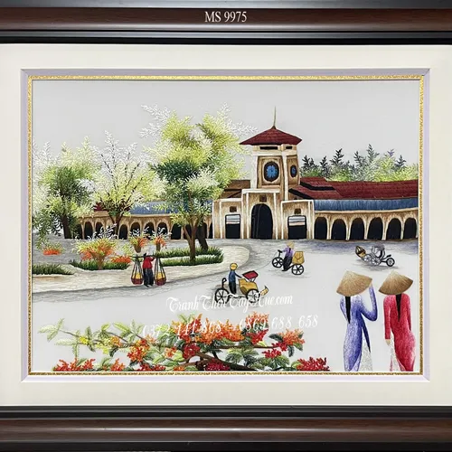 Tranh chợ Bến Thành MS 9975