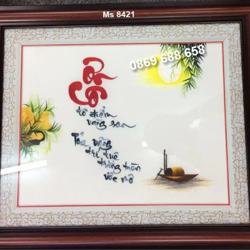 Tranh tặng Cô Giáo MS 8421 - Thêu tay cao cấp Huế
