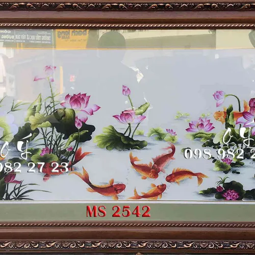 Tranh Thêu Cá Chép Hoa Sen MS 2542