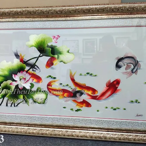 Tranh thêu Cá chép Hoa Sen MS 2713