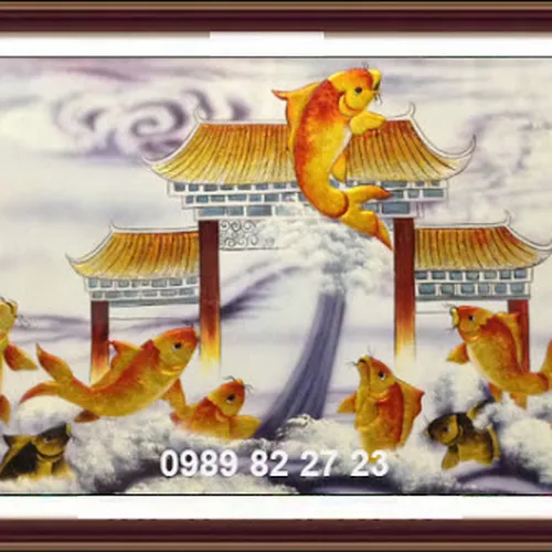 Tranh Thêu Cá Chép Hoa Sen MS 5097