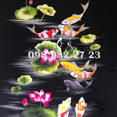 Tranh Thêu Cá Chép Hoa Sen MS 8189