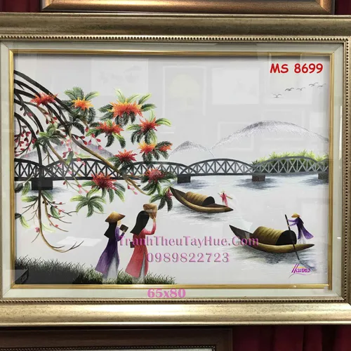 Tranh Thêu Cầu Tràng Tiền Huế MS 8699